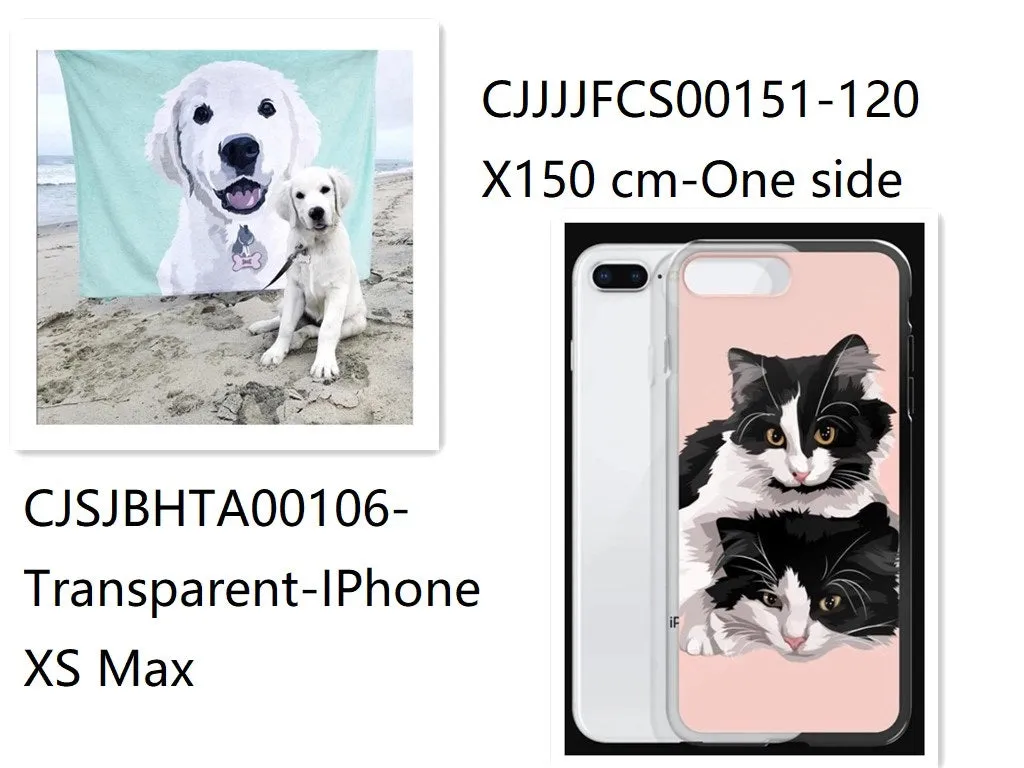 Custom designed flannel blanket and transparent TPU phone case bundle with size options.