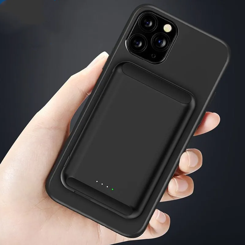 Son magnetic wireless power bank in black, blue, green, pink, or white, showing compact 85mm x 55mm size.