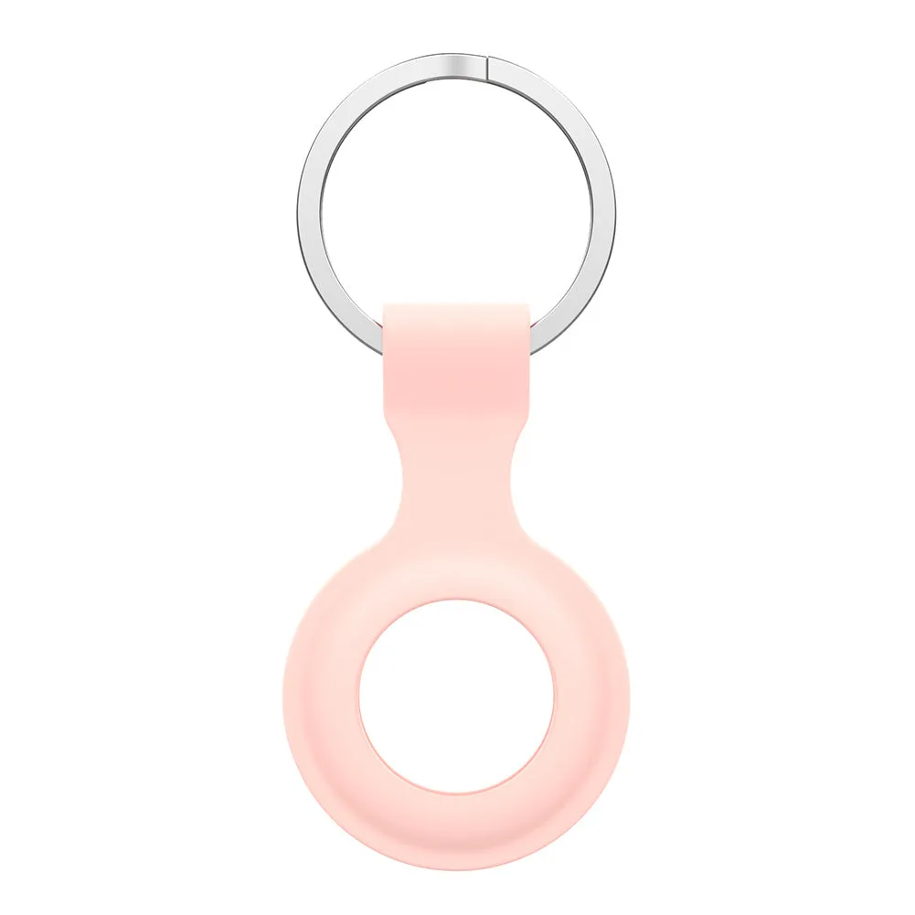 Silicone protective sleeve case for Apple AirTag tracker shown in multiple colour options.