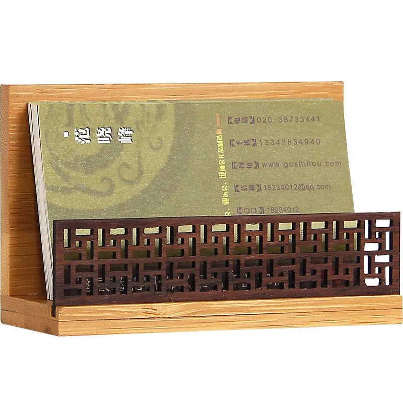 Geometric bamboo and black walnut business gift box with 35mm thickness