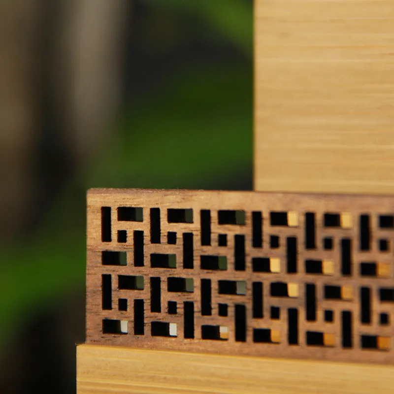 Geometric bamboo and black walnut business gift box with 35mm thickness