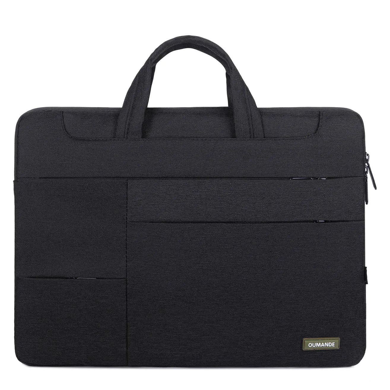 Waterproof Oxford cloth 15.6-inch laptop bag in dark grey with sewing line detail