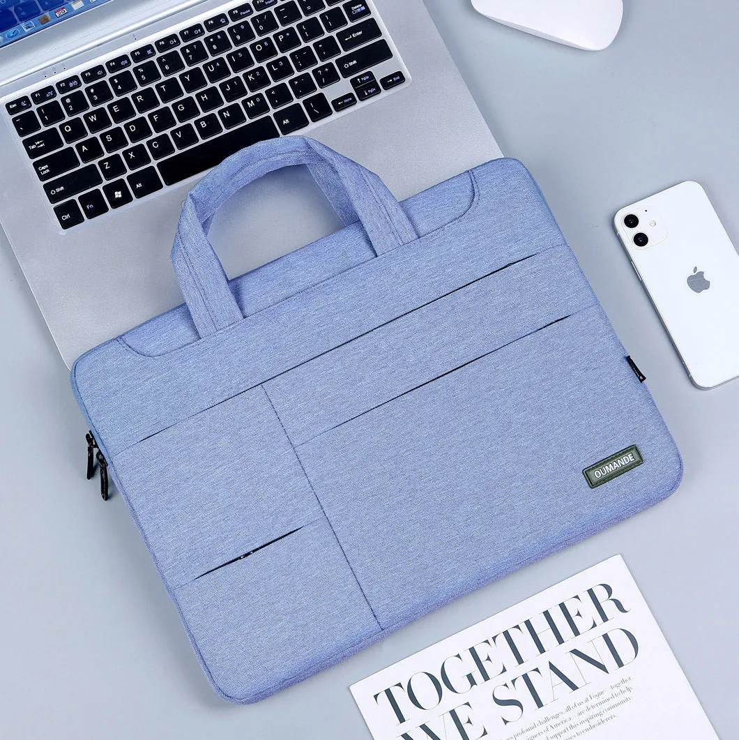 Waterproof Oxford cloth 15.6-inch laptop bag in dark grey with sewing line detail