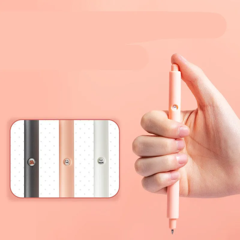 MINISO Bare Bear cartoon press gel pen in black, pink, or white with 0.5mm black refill.