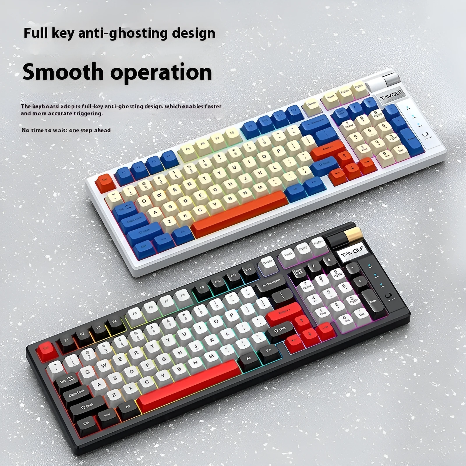 Bluetooth mechanical keyboard with USB receiver and charging cable for desktop computers