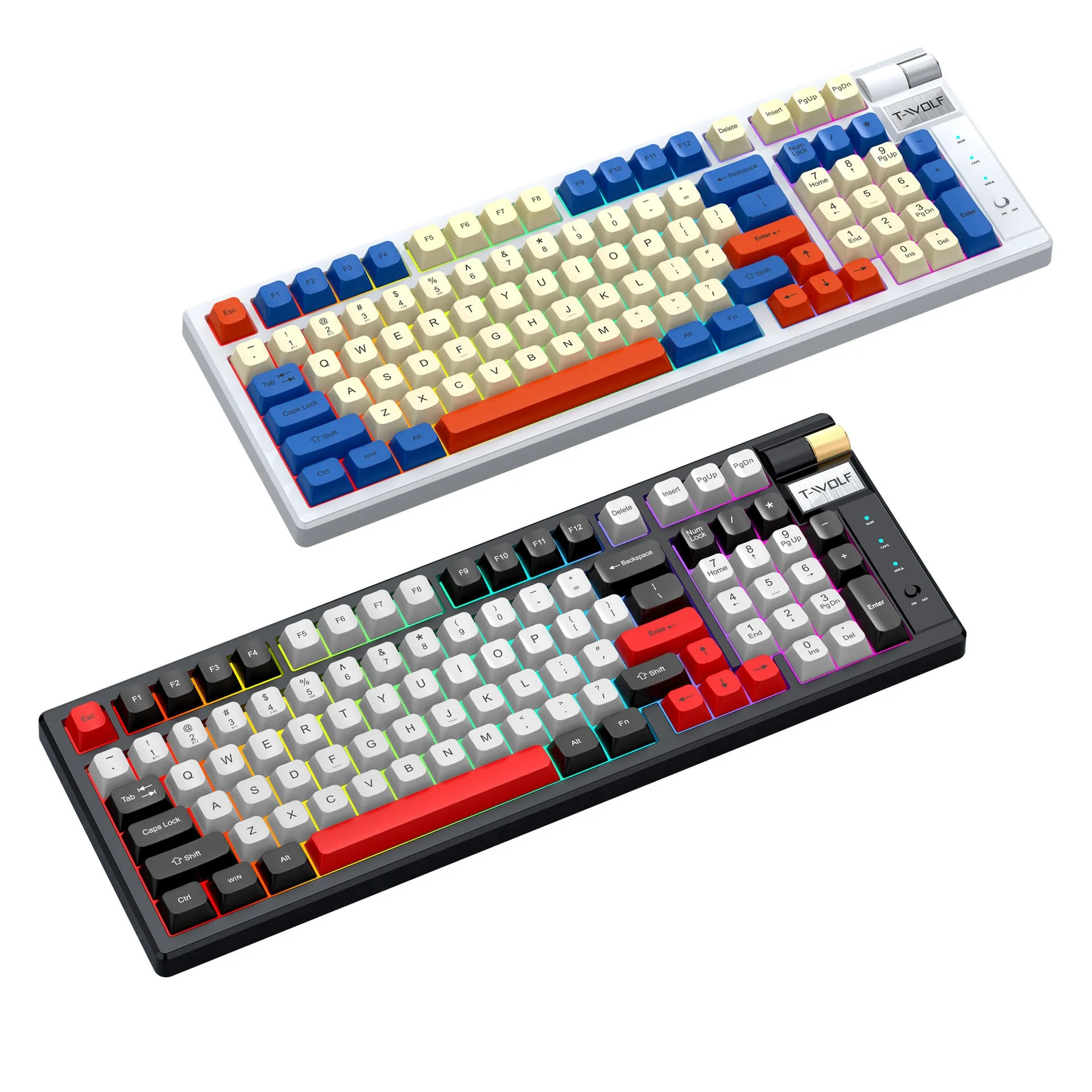 Bluetooth mechanical keyboard with USB receiver and charging cable for desktop computers