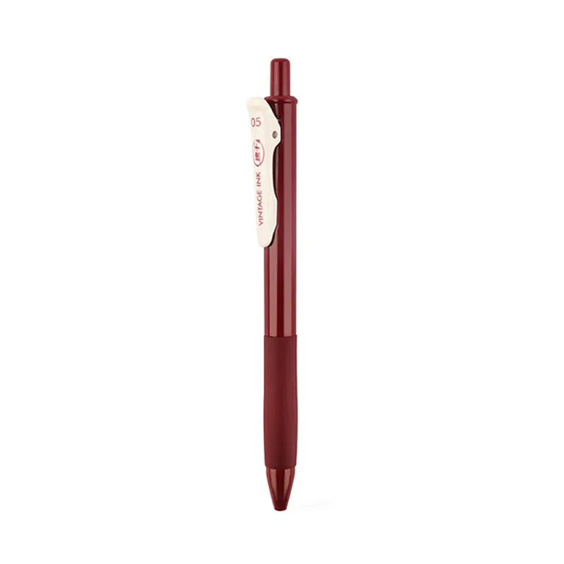 Set of 60 retro colour gel pens with 0.5mm tips displayed in assorted colours including bamboo charcoal grey and burgundy red.
