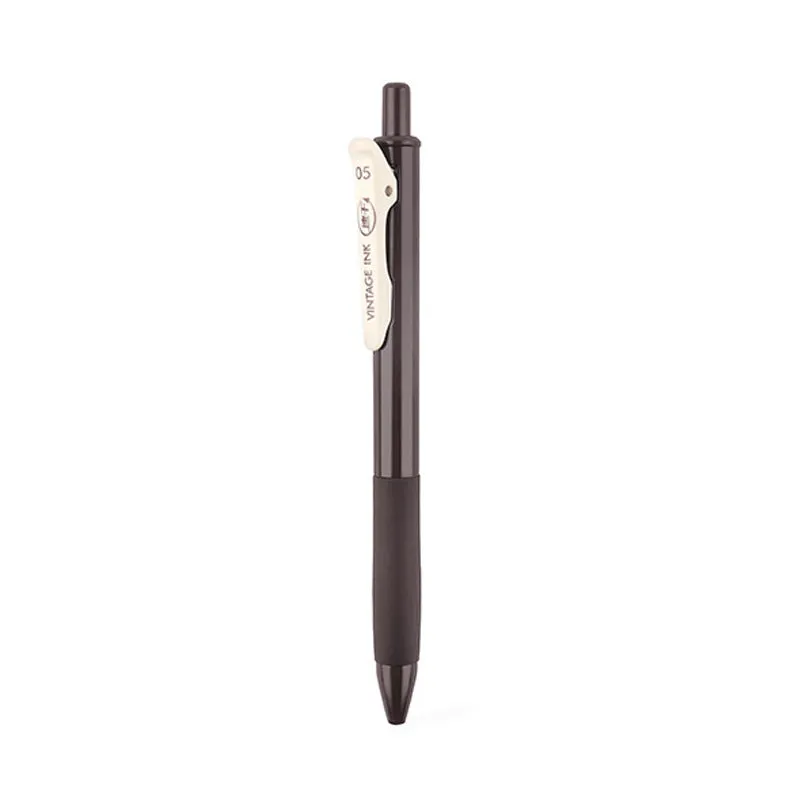Set of 60 retro colour gel pens with 0.5mm tips displayed in assorted colours including bamboo charcoal grey and burgundy red.