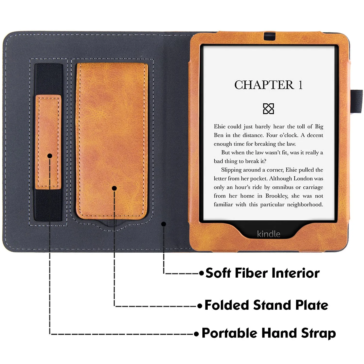 Kindle Paperwhite 11 leather case with integrated wrist strap shown in a selected colour option.