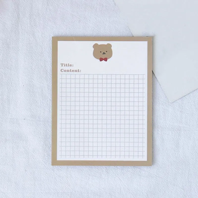 Avocado bear cartoon sticky note book with 30 pages in small or large size options