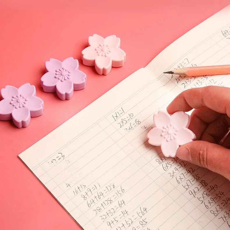 Cherry blossom design soft rubber eraser that leaves no marks and produces little debris.