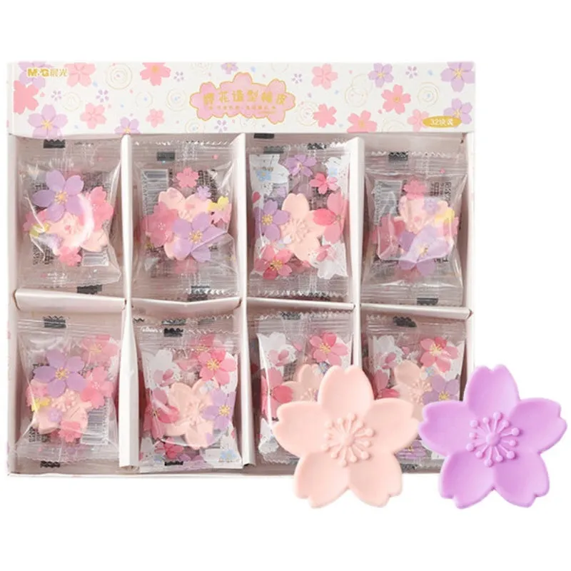 Cherry blossom design soft rubber eraser that leaves no marks and produces little debris.