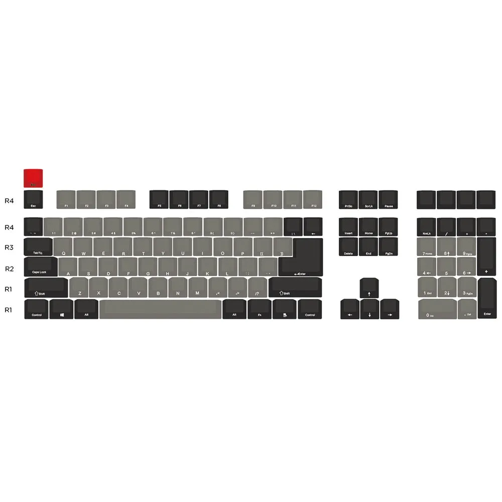 PBT side engraved Dolch transparent mechanical keyboard keycaps showing side legends