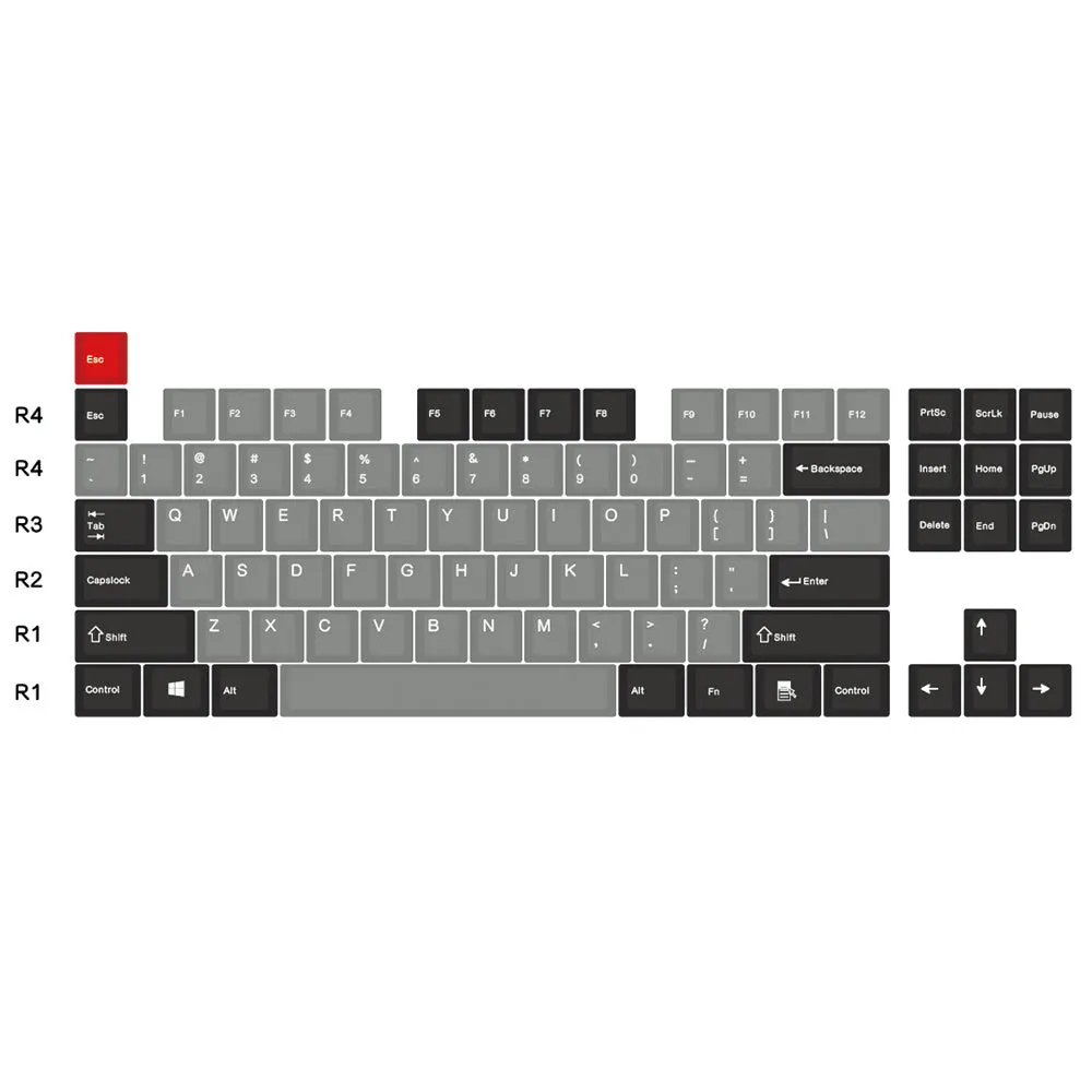 PBT side engraved Dolch transparent mechanical keyboard keycaps showing side legends