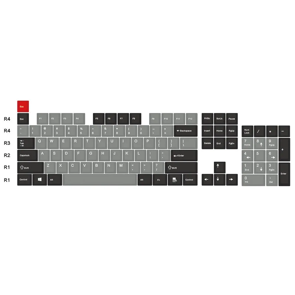 PBT side engraved Dolch transparent mechanical keyboard keycaps showing side legends