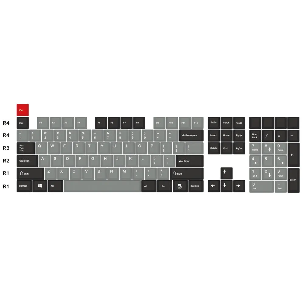 PBT side engraved Dolch transparent mechanical keyboard keycaps showing side legends