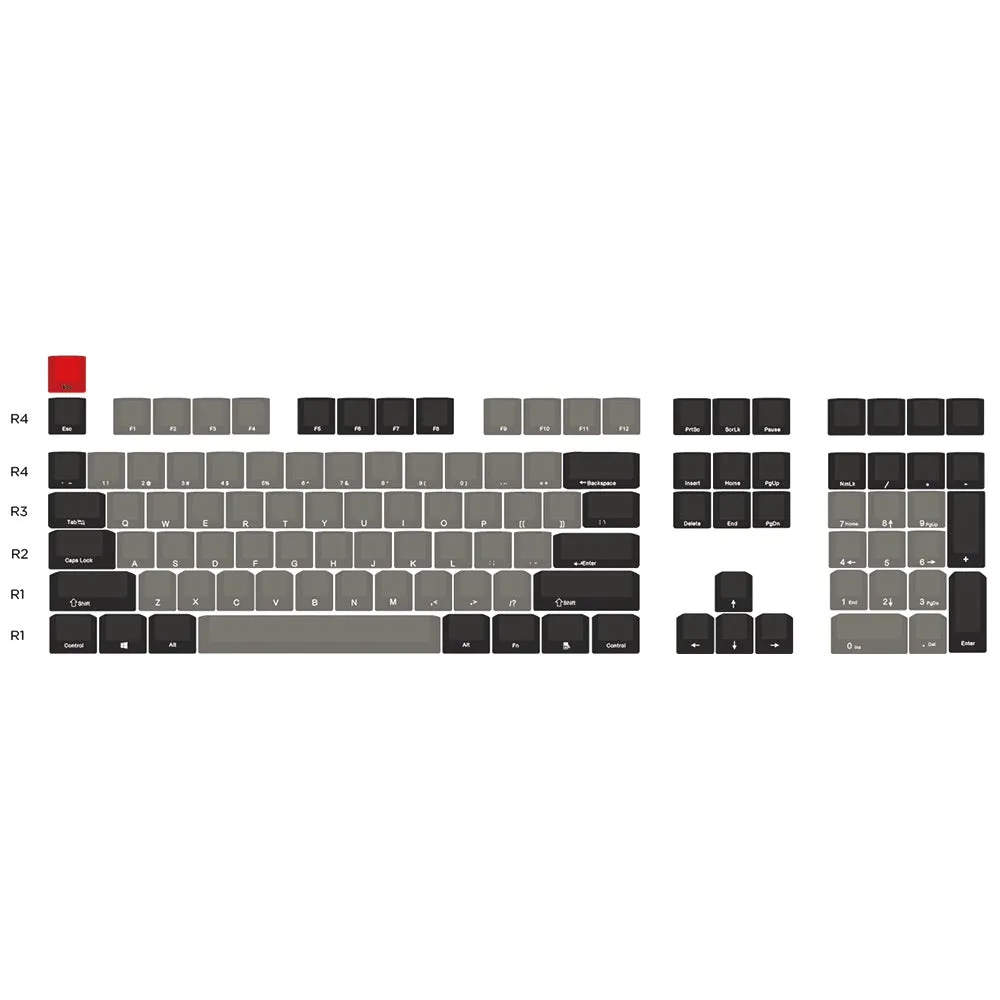 PBT side engraved Dolch transparent mechanical keyboard keycaps showing side legends