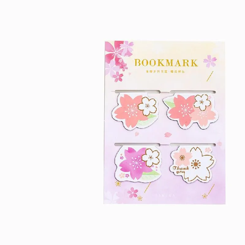 Set of four Yanji cherry blossom magnetic bookmarks showing different sakura designs.