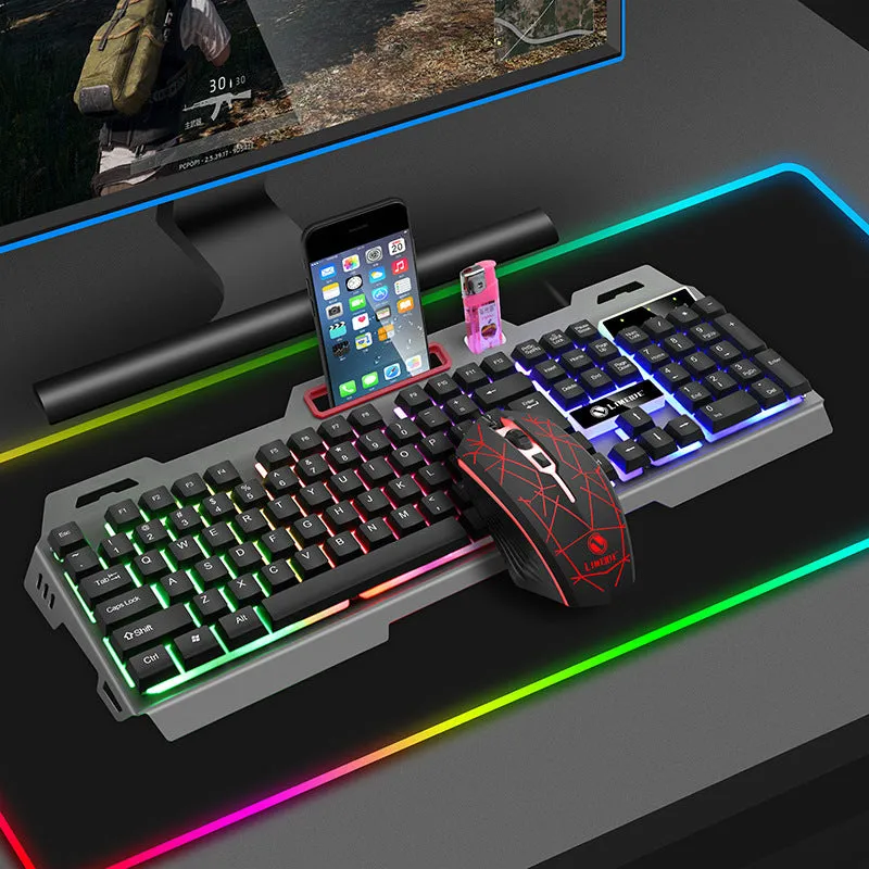 Limei gaming keyboard and mouse set with luminous keys in black or white options
