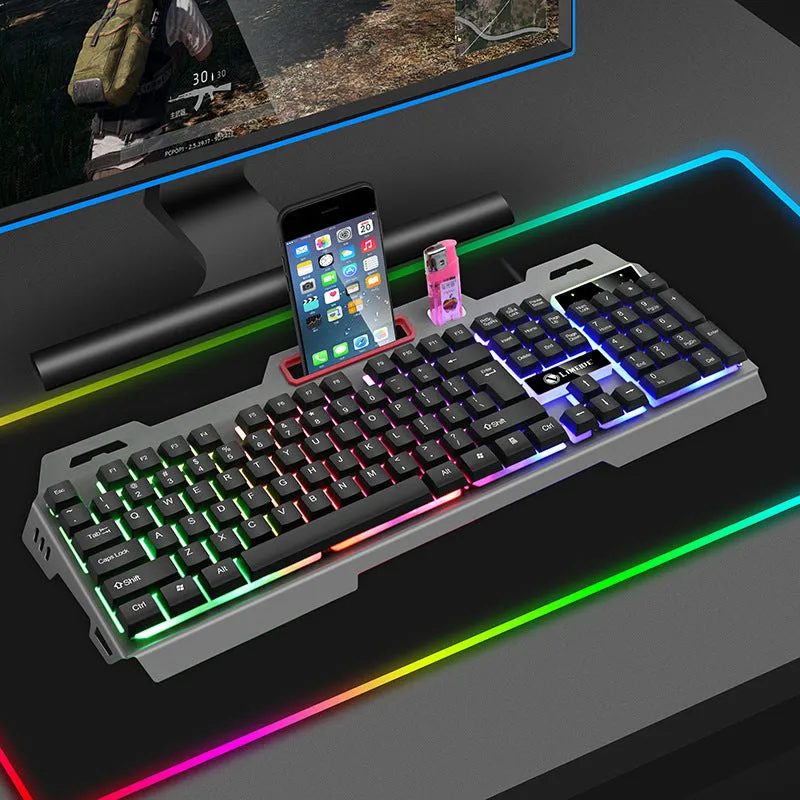 Limei gaming keyboard and mouse set with luminous keys in black or white options