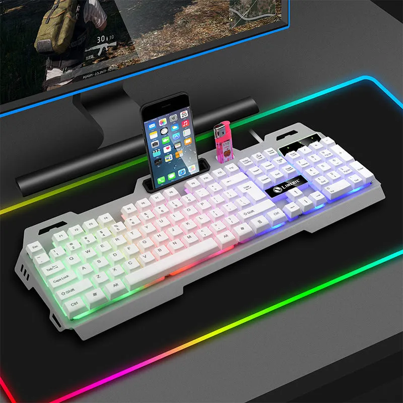 Limei gaming keyboard and mouse set with luminous keys in black or white options