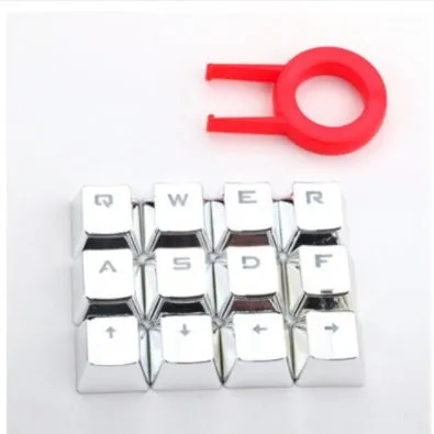 12 metallic red PBT double-shot injection moulded keycaps with translucent legends for backlit mechanical keyboards