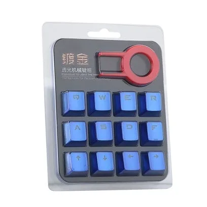 12 metallic red PBT double-shot injection moulded keycaps with translucent legends for backlit mechanical keyboards