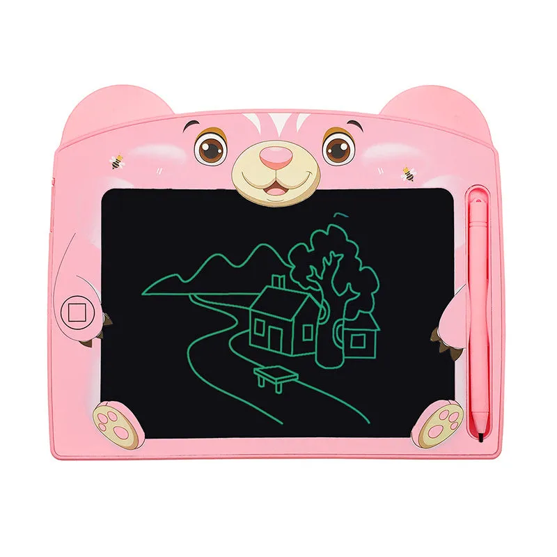 Cute bear cartoon LCD drawing tablet for children in blue or pink colour