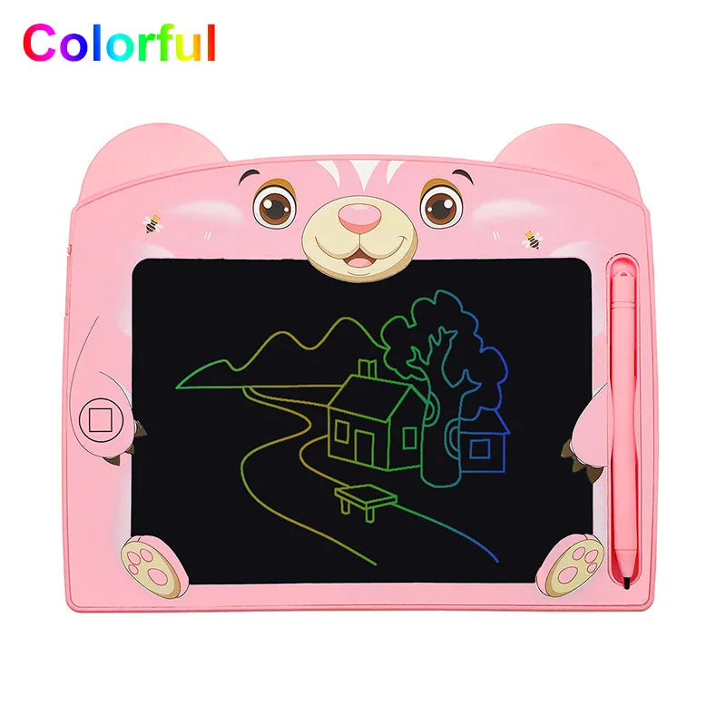 Cute bear cartoon LCD drawing tablet for children in blue or pink colour
