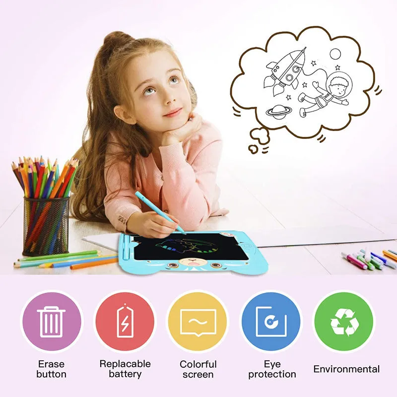 Cute bear cartoon LCD drawing tablet for children in blue or pink colour