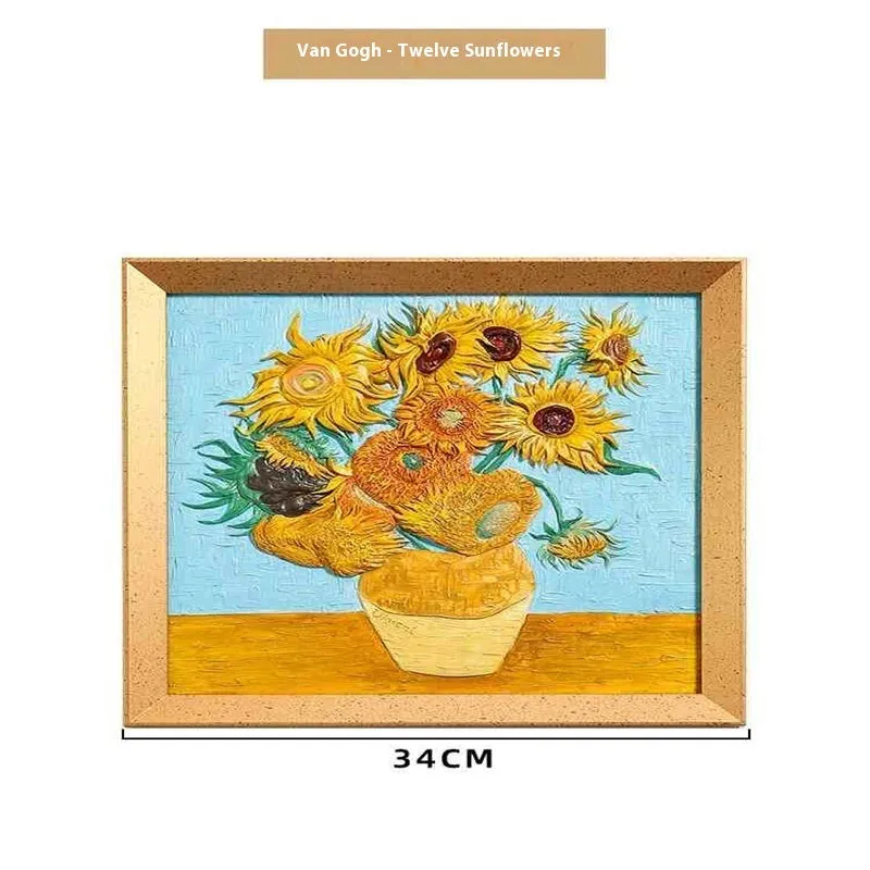 DIY oil painting kit with brushes, acrylic paints, and a pre-printed Van Gogh Starry Night canvas.