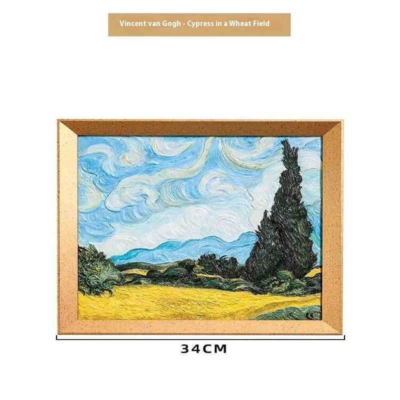 DIY oil painting kit with brushes, acrylic paints, and a pre-printed Van Gogh Starry Night canvas.