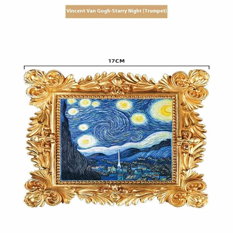 DIY oil painting kit with brushes, acrylic paints, and a pre-printed Van Gogh Starry Night canvas.