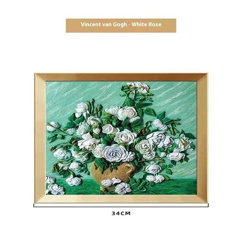 DIY oil painting kit with brushes, acrylic paints, and a pre-printed Van Gogh Starry Night canvas.