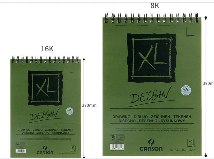 Green water-soluble pencil sketchbook in spiral-bound A3 and A4 sizes.