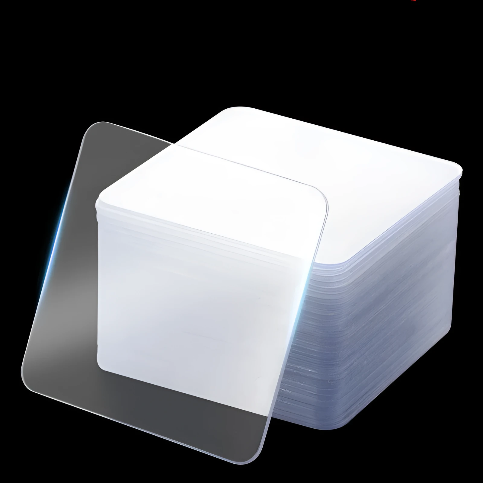 10 transparent nano double-sided stickers 6cm by 6cm on a white background