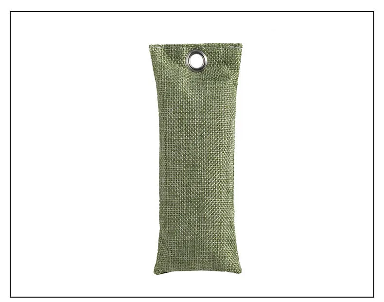 Set of four bamboo charcoal deodorising bags in different colours for shoe and household odour absorption.