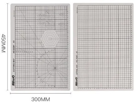 A3 self-healing cutting mat with centimetre measurement grid in green, black or grey