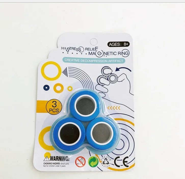 Magnetic finger rotating fidget ring in selected colour, showing external diameter of 3.2cm