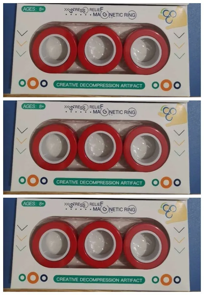 Magnetic finger rotating fidget ring in selected colour, showing external diameter of 3.2cm