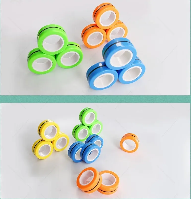 Magnetic finger rotating fidget ring in selected colour, showing external diameter of 3.2cm
