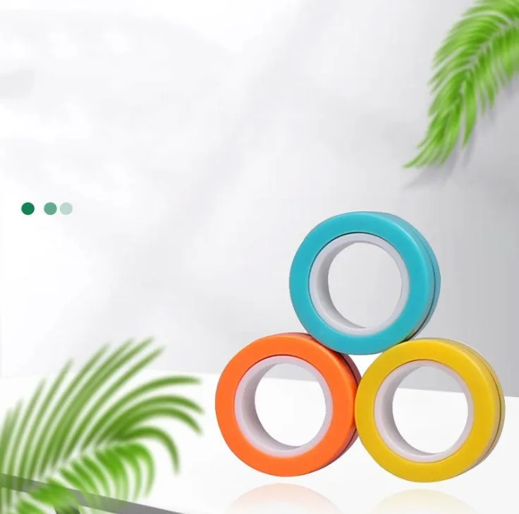 Magnetic finger rotating fidget ring in selected colour, showing external diameter of 3.2cm