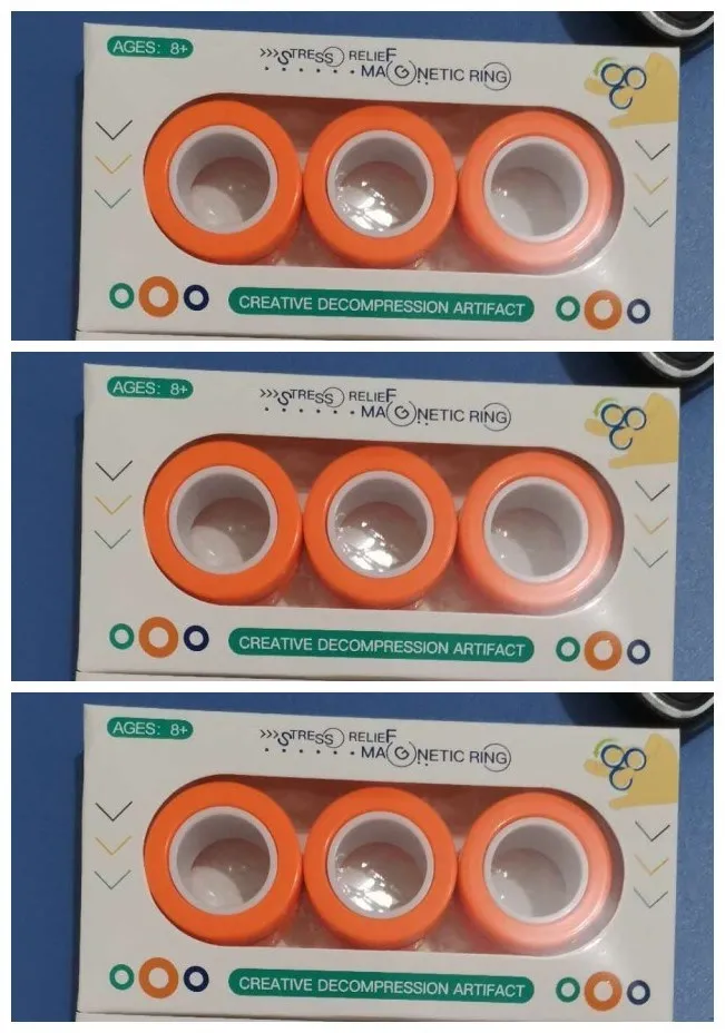 Magnetic finger rotating fidget ring in selected colour, showing external diameter of 3.2cm