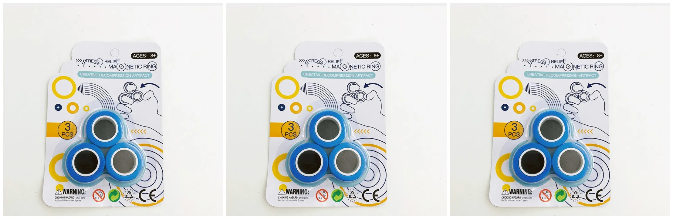 Magnetic finger rotating fidget ring in selected colour, showing external diameter of 3.2cm