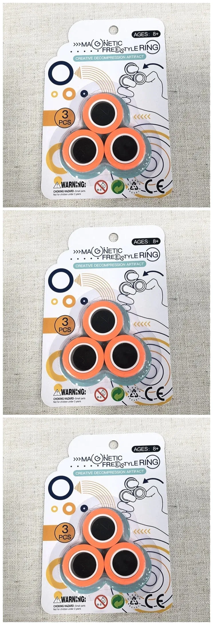Magnetic finger rotating fidget ring in selected colour, showing external diameter of 3.2cm