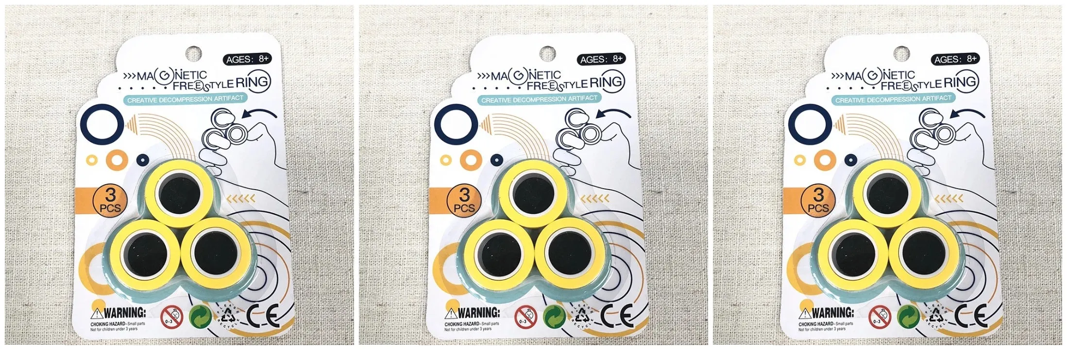 Magnetic finger rotating fidget ring in selected colour, showing external diameter of 3.2cm