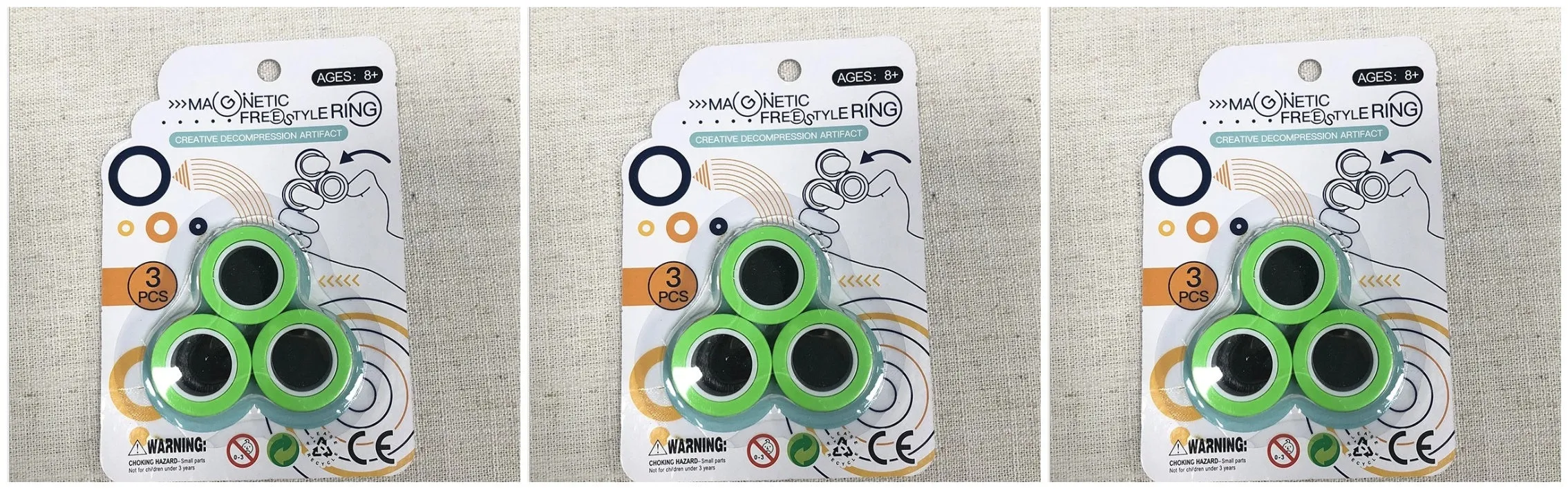 Magnetic finger rotating fidget ring in selected colour, showing external diameter of 3.2cm