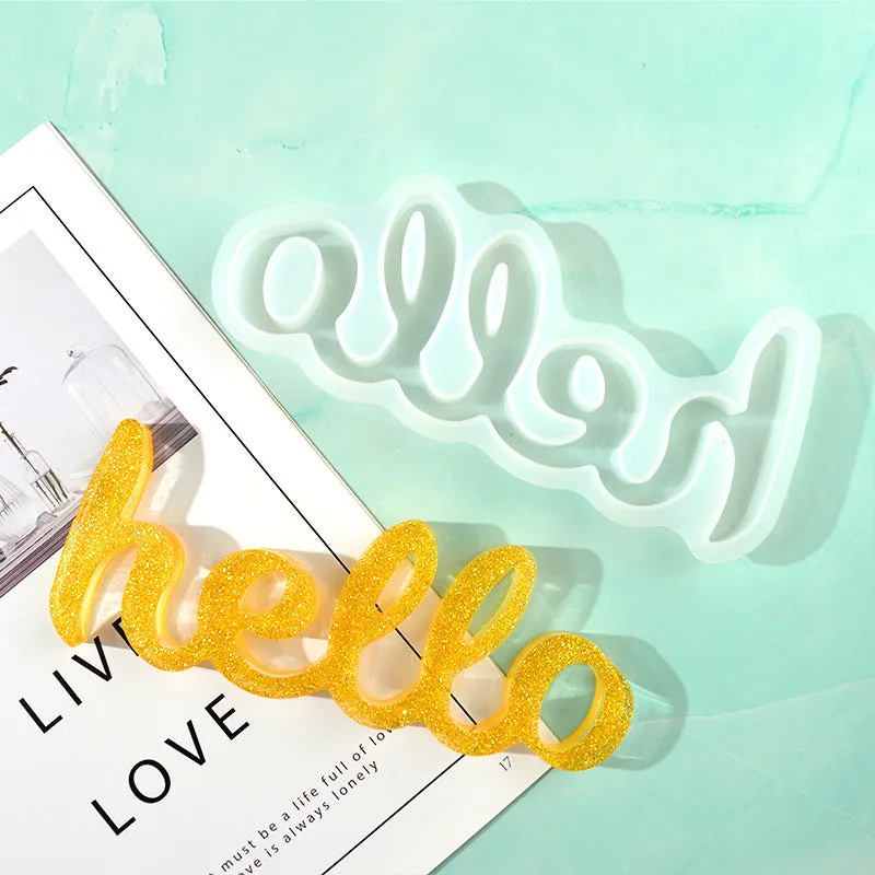 Silicone epoxy mould showing English alphabet letters and love-themed words for jewellery making
