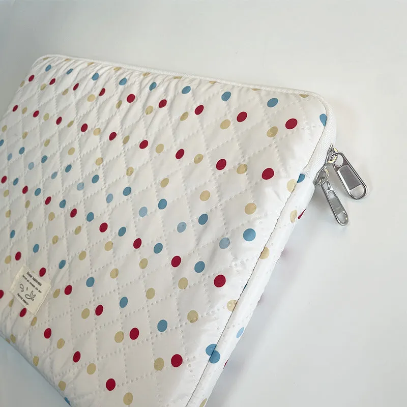 Polka dot women's laptop bag with storage compartments available in three size options