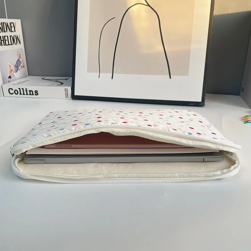 Polka dot women's laptop bag with storage compartments available in three size options
